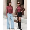 imageMANGOPOP Womens Mock Turtleneck Long Sleeve Shirts Thermal Ribbed Knitted Sweater Shirt for Womens 2025 Trendy TopsBurgundy