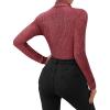 imageMANGOPOP Womens Mock Turtleneck Long Sleeve Shirts Thermal Ribbed Knitted Sweater Shirt for Womens 2025 Trendy TopsBurgundy