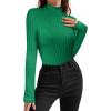 imageMANGOPOP Womens Mock Turtleneck Long Sleeve Shirts Thermal Ribbed Knitted Sweater Shirt for Womens 2025 Trendy TopsGreen