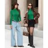 imageMANGOPOP Womens Mock Turtleneck Long Sleeve Shirts Thermal Ribbed Knitted Sweater Shirt for Womens 2025 Trendy TopsGreen
