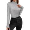 imageMANGOPOP Womens Mock Turtleneck Long Sleeve Shirts Thermal Ribbed Knitted Sweater Shirt for Womens 2025 Trendy TopsLight Grey