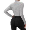 imageMANGOPOP Womens Mock Turtleneck Long Sleeve Shirts Thermal Ribbed Knitted Sweater Shirt for Womens 2025 Trendy TopsLight Grey