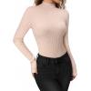 imageMANGOPOP Womens Mock Turtleneck Long Sleeve Shirts Thermal Ribbed Knitted Sweater Shirt for Womens 2025 Trendy TopsNude