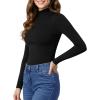 imageMANGOPOP Womens Mock Turtleneck Shirt Long Sleeve Thermal Polar Fleece Lined Basic Tops Going Out 2025 Trendy WearA1 Black