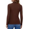 imageMANGOPOP Womens Mock Turtleneck Shirt Long Sleeve Thermal Polar Fleece Lined Basic Tops Going Out 2025 Trendy WearBrown