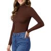 imageMANGOPOP Womens Mock Turtleneck Shirt Long Sleeve Thermal Polar Fleece Lined Basic Tops Going Out 2025 Trendy WearBrown