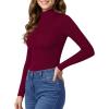 imageMANGOPOP Womens Mock Turtleneck Shirt Long Sleeve Thermal Polar Fleece Lined Basic Tops Going Out 2025 Trendy WearBurgundy
