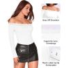 imageMANGOPOP Womens Off The Shoulder Long Sleeve Bodysuit Lace Body Suits Sexy Tops Fall Outfit 202501 White