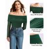 imageMANGOPOP Womens Off The Shoulder Long Sleeve Bodysuit Sexy Sheer Mesh Top Double Lined Body Suits Fall Outfit 2025Deep Green