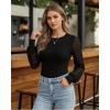 imageMANGOPOP Womens Sheer Mesh Puff Long Sleeve Bodysuit Double Lined Crew Neck Thong Body Suits Trendy Fall Tops 202501 Black
