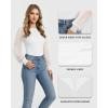 imageMANGOPOP Womens Sheer Mesh Puff Long Sleeve Bodysuit Double Lined Crew Neck Thong Body Suits Trendy Fall Tops 202502 White