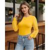 imageMANGOPOP Womens Sheer Mesh Puff Long Sleeve Bodysuit Double Lined Crew Neck Thong Body Suits Trendy Fall Tops 2025Yellow