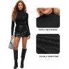 imageMANGOPOP Womens Sparkly Mock Turtle Neck Bodysuit Long Sleeve Shiny Rhinestone Body Suits Fall Outfits Tops01 Black