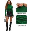 imageMANGOPOP Womens Sparkly Mock Turtle Neck Bodysuit Long Sleeve Shiny Rhinestone Body Suits Fall Outfits TopsDeep Green
