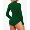 imageMANGOPOP Womens Sparkly Mock Turtle Neck Bodysuit Long Sleeve Shiny Rhinestone Body Suits Fall Outfits TopsDeep Green