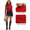 imageMANGOPOP Womens Sparkly Mock Turtle Neck Bodysuit Long Sleeve Shiny Rhinestone Body Suits Fall Outfits TopsRed