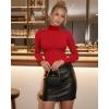 imageMANGOPOP Womens Sparkly Mock Turtle Neck Bodysuit Long Sleeve Shiny Rhinestone Body Suits Fall Outfits TopsRed