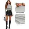 imageMANGOPOP Womens Sparkly Mock Turtle Neck Bodysuit Long Sleeve Shiny Rhinestone Body Suits Fall Outfits TopsSilvery