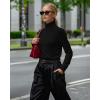 imageMANGOPOP Womens Turtleneck Sweaters Long Sleeve Ribbed Knit Sweater Casual 2025 Fall Fashion Winter Pullover Trendy TopsBlack