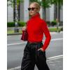 imageMANGOPOP Womens Turtleneck Sweaters Long Sleeve Ribbed Knit Sweater Casual 2025 Fall Fashion Winter Pullover Trendy TopsRed