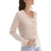 imageWomens Lightweight Cardigan Fall Cozy Cardigan Sweaters V Neck Ribbed Button Up 2025 TrendyApricot