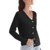 imageWomens Lightweight Cardigan Fall Cozy Cardigan Sweaters V Neck Ribbed Button Up 2025 TrendyBlack