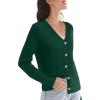 imageWomens Lightweight Cardigan Fall Cozy Cardigan Sweaters V Neck Ribbed Button Up 2025 TrendyGreen