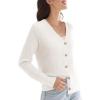 imageWomens Lightweight Cardigan Fall Cozy Cardigan Sweaters V Neck Ribbed Button Up 2025 TrendyWhite