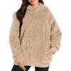 imageMANGOPOP Fleece Pullover for Women Oversized Sherpa Hoodie Cute Fuzzy Sweatshirt with Pockets Windproof Winter Outfits 2025Khaki