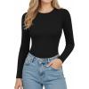 imageMANGOPOP Long Sleeve Shirts for Women Thermal Crew Neck Fitted Fleece Tops Trendy Going Out Fall Winter Womens Tops 2025A01 Black