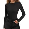 imageMANGOPOP Long Sleeve Shirts for Women Thermal Ribbed Crew Neck Lightweight Sweater Fitted Fall Winter Womens Tops 2025 TrendyA01 Black