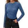 imageMANGOPOP Long Sleeve Shirts for Women Thermal Ribbed Crew Neck Lightweight Sweater Fitted Fall Winter Womens Tops 2025 TrendyDeep Blue