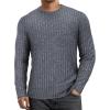 imageMANGOPOP Mens Long Sleeve Tee Shirts Casual Stretchy Thermal Round Crew Neck TShirt Ribbed Knit Fall Winter Tops 2025A04 Blue Grey