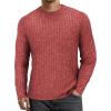 imageMANGOPOP Mens Long Sleeve Tee Shirts Casual Stretchy Thermal Round Crew Neck TShirt Ribbed Knit Fall Winter Tops 2025A05 Wine Red
