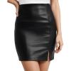imageMANGOPOP Women Faux Leather Skirt High Waist Bodycon Mini Leather Skirts with Shorts 2025 Winter OutfitAblack