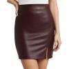 imageMANGOPOP Women Faux Leather Skirt High Waist Bodycon Mini Leather Skirts with Shorts 2025 Winter OutfitWine Red