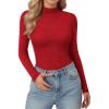 imageMANGOPOP Women Mock Turtle Neck Long Sleeve Shirts Sparkly Sequin Rhinestone Tops Fall Outfits Fashion Tee Winter UndershirtRed