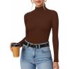 imageMANGOPOP Womens Mock Turtleneck Long Sleeve Shirt Fall Outfits Fashion Thermal Undershirt Basic Tops Fitted Layer Tee 2025Coffee