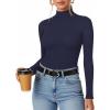 imageMANGOPOP Womens Mock Turtleneck Long Sleeve Shirt Fall Outfits Fashion Thermal Undershirt Basic Tops Fitted Layer Tee 2025Deep Blue