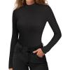 imageMANGOPOP Womens Mock Turtleneck Long Sleeve Shirts Thermal Ribbed Knitted Sweater Shirt for Womens 2025 Trendy TopsA Black