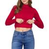 imageMANGOPOP Womens Mock Turtleneck Shirt Long Sleeve Thermal Polar Fleece Lined Basic Tops Going Out 2025 Trendy WearRed