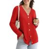 imageWomens Lightweight Cardigan Fall Cozy Cardigan Sweaters V Neck Ribbed Button Up 2025 TrendyRed