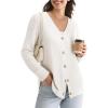 imageWomens Lightweight Cardigan Fall Cozy Cardigan Sweaters V Neck Ribbed Button Up 2025 TrendyWhite