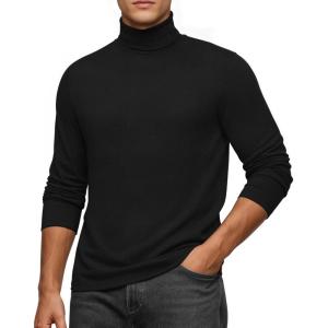 imageMANGOPOP Mens Turtleneck Long Sleeve Shirts Thermal Undershirt Relaxed Fit Fleece Tops Fall Winter Fashion 2025Black