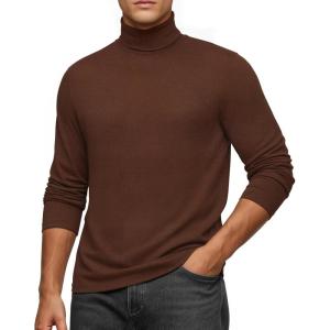 imageMANGOPOP Mens Turtleneck Long Sleeve Shirts Thermal Undershirt Relaxed Fit Fleece Tops Fall Winter Fashion 2025Coffee
