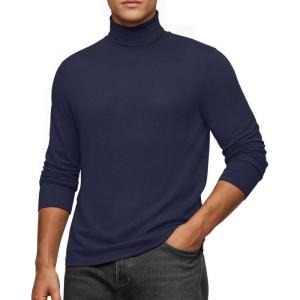 imageMANGOPOP Mens Turtleneck Long Sleeve Shirts Thermal Undershirt Relaxed Fit Fleece Tops Fall Winter Fashion 2025Deep Blue