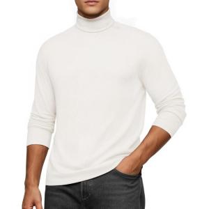 imageMANGOPOP Mens Turtleneck Long Sleeve Shirts Thermal Undershirt Relaxed Fit Fleece Tops Fall Winter Fashion 2025White