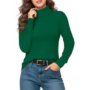 imageMANGOPOP Womens Turtleneck Sweaters Long Sleeve Ribbed Knit Sweater Casual 2025 Fall Fashion Winter Pullover Trendy TopsDeep Green