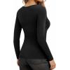 imageMANGOPOP Long Sleeve Shirts for Women Slim Fitted Scoop Neck Top Fleece Thermal Undershirts Base Layer Going Out Trendy 2025Ablack