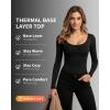 imageMANGOPOP Long Sleeve Shirts for Women Slim Fitted Scoop Neck Top Fleece Thermal Undershirts Base Layer Going Out Trendy 2025Ablack
